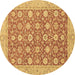 Round Oriental Brown Traditional Rug, abs2426brn