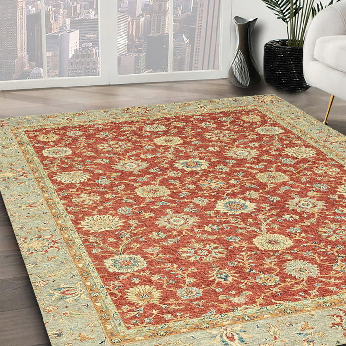 Abstract Orange Oriental Rug in Family Room, abs2426