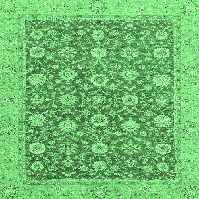 Square Machine Washable Oriental Emerald Green Traditional Area Rugs, wshabs2426emgrn