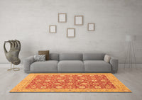 Machine Washable Oriental Orange Traditional Rug, wshabs2426org