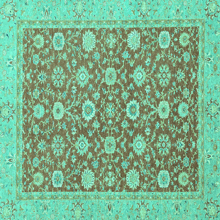 Square Machine Washable Oriental Turquoise Traditional Area Rugs, wshabs2426turq