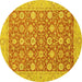 Round Oriental Yellow Traditional Rug, abs2426yw