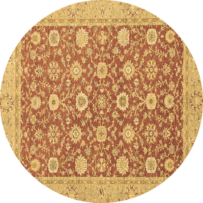 Round Machine Washable Oriental Brown Traditional Rug, wshabs2426brn