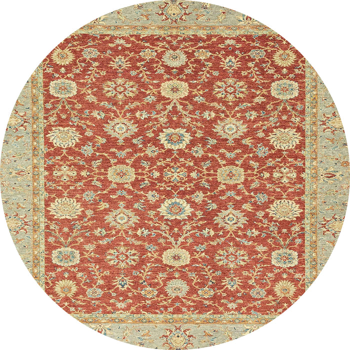 Round Machine Washable Abstract Orange Rug, wshabs2426