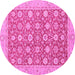 Round Oriental Pink Traditional Rug, abs2426pnk