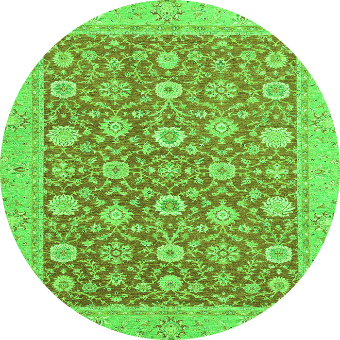 Round Oriental Green Traditional Rug, abs2426grn