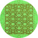 Round Oriental Green Traditional Rug, abs2426grn