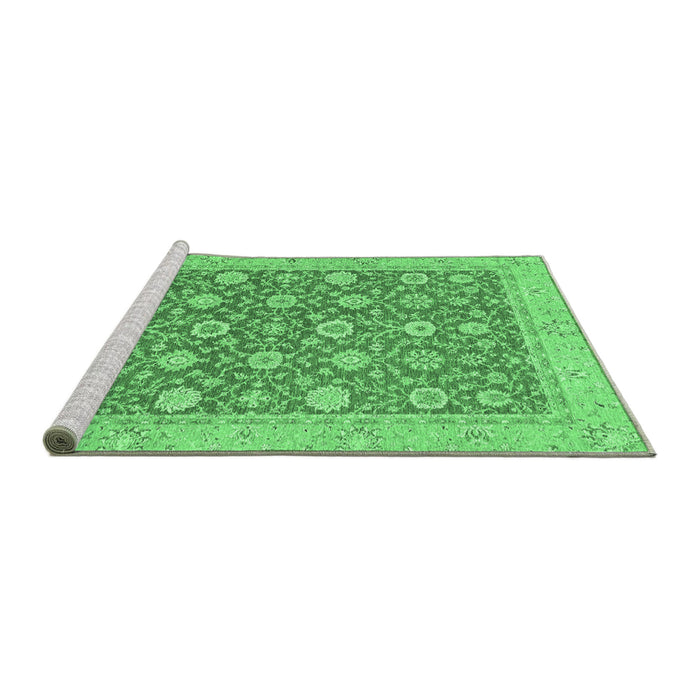 Sideview of Machine Washable Oriental Emerald Green Traditional Area Rugs, wshabs2426emgrn