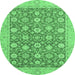 Round Oriental Emerald Green Traditional Rug, abs2426emgrn