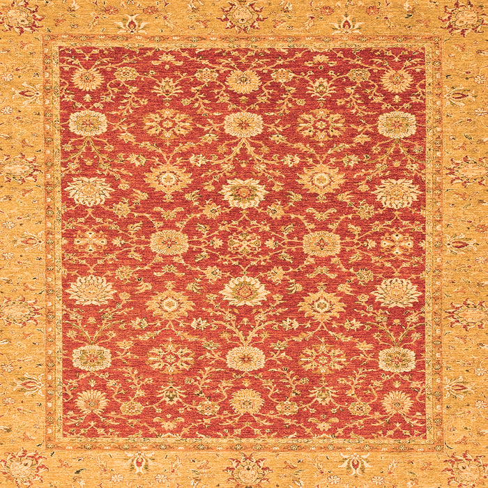 Square Machine Washable Oriental Orange Traditional Area Rugs, wshabs2426org