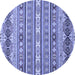 Round Machine Washable Abstract Blue Modern Rug, wshabs2427blu