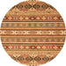 Round Abstract Orange Modern Rug, abs2427org