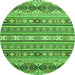 Round Machine Washable Abstract Green Modern Area Rugs, wshabs2427grn