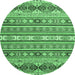 Round Abstract Emerald Green Modern Rug, abs2427emgrn