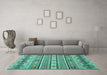 Machine Washable Abstract Turquoise Modern Area Rugs in a Living Room,, wshabs2427turq