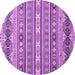 Round Machine Washable Abstract Purple Modern Area Rugs, wshabs2427pur