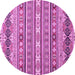 Round Abstract Pink Modern Rug, abs2427pnk