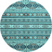 Round Machine Washable Abstract Light Blue Modern Rug, wshabs2427lblu