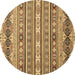 Round Abstract Brown Modern Rug, abs2427brn