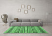 Machine Washable Abstract Emerald Green Modern Area Rugs in a Living Room,, wshabs2427emgrn