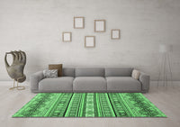 Machine Washable Abstract Emerald Green Modern Rug, wshabs2427emgrn