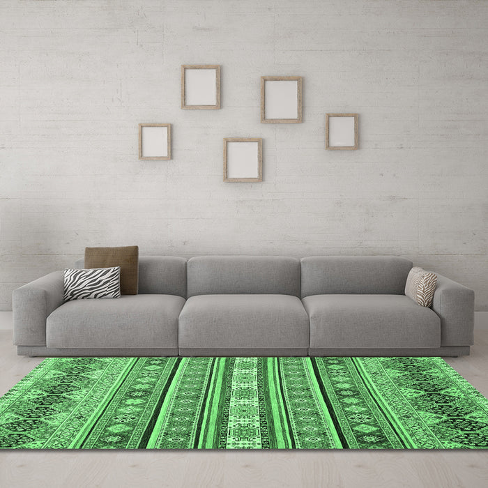 Machine Washable Abstract Emerald Green Modern Area Rugs in a Living Room,, wshabs2427emgrn
