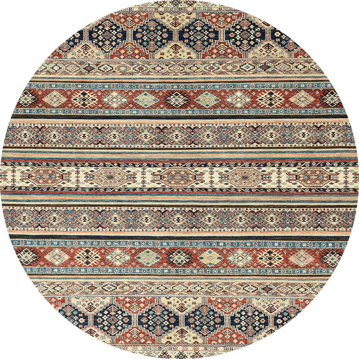 Round Abstract Reddish Brown Modern Rug, abs2427
