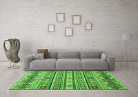 Machine Washable Abstract Green Modern Rug, wshabs2427grn