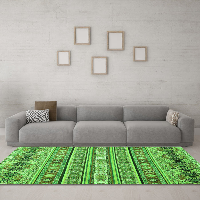 Machine Washable Abstract Green Modern Area Rugs in a Living Room,, wshabs2427grn