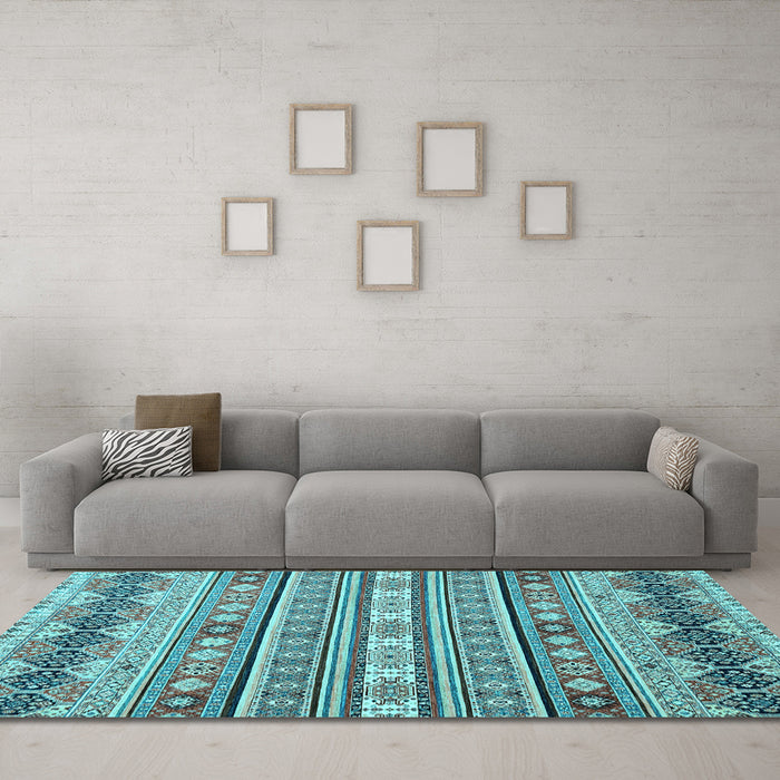 Machine Washable Abstract Light Blue Modern Rug in a Living Room, wshabs2427lblu