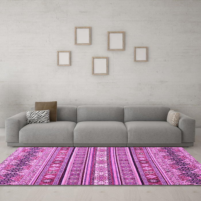 Machine Washable Abstract Pink Modern Rug in a Living Room, wshabs2427pnk