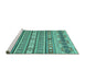 Sideview of Machine Washable Abstract Turquoise Modern Area Rugs, wshabs2427turq