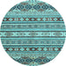 Round Machine Washable Abstract Light Blue Modern Rug, wshabs2428lblu