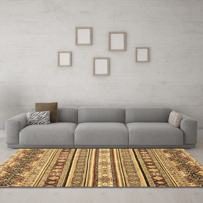 Machine Washable Abstract Brown Modern Rug in a Living Room,, wshabs2428brn