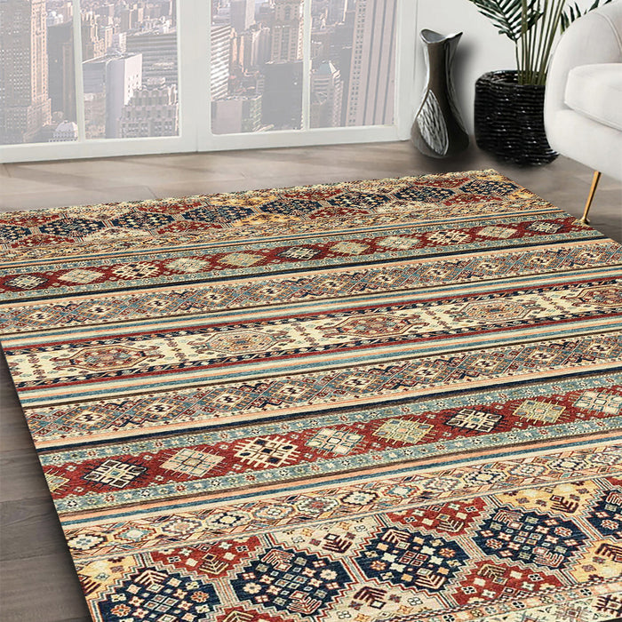 Machine Washable Abstract Sepia Brown Rug in a Family Room, wshabs2428