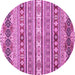 Round Machine Washable Abstract Pink Modern Rug, wshabs2428pnk