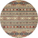 Round Abstract Reddish Brown Modern Rug, abs2428