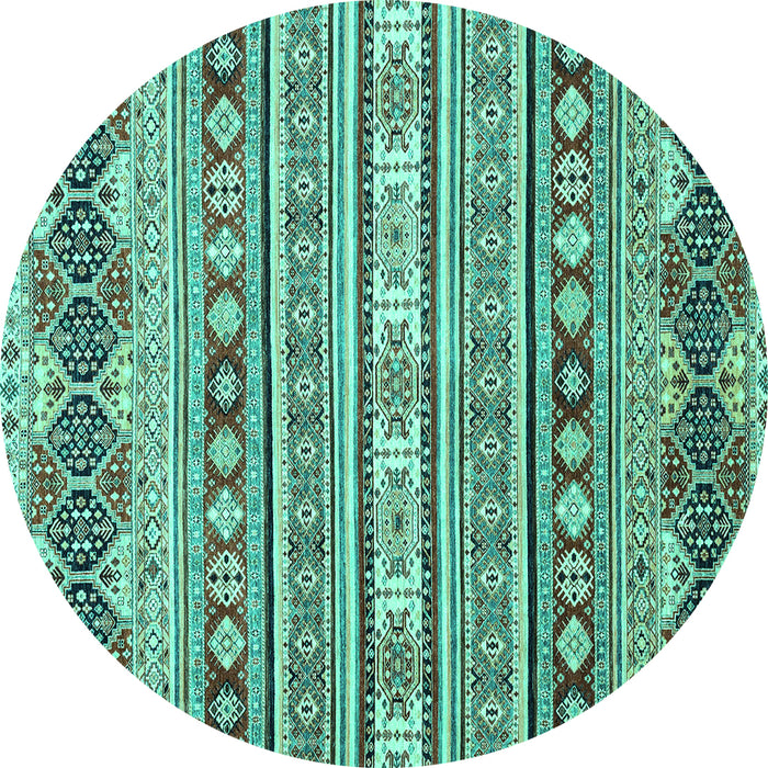 Round Abstract Turquoise Modern Rug, abs2428turq