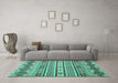 Machine Washable Abstract Turquoise Modern Area Rugs in a Living Room,, wshabs2428turq