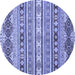 Round Machine Washable Abstract Blue Modern Rug, wshabs2428blu