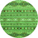 Round Machine Washable Abstract Green Modern Area Rugs, wshabs2428grn