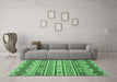 Machine Washable Abstract Emerald Green Modern Area Rugs in a Living Room,, wshabs2428emgrn