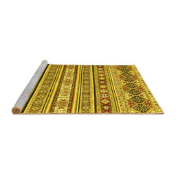 Sideview of Machine Washable Abstract Yellow Modern Rug, wshabs2428yw