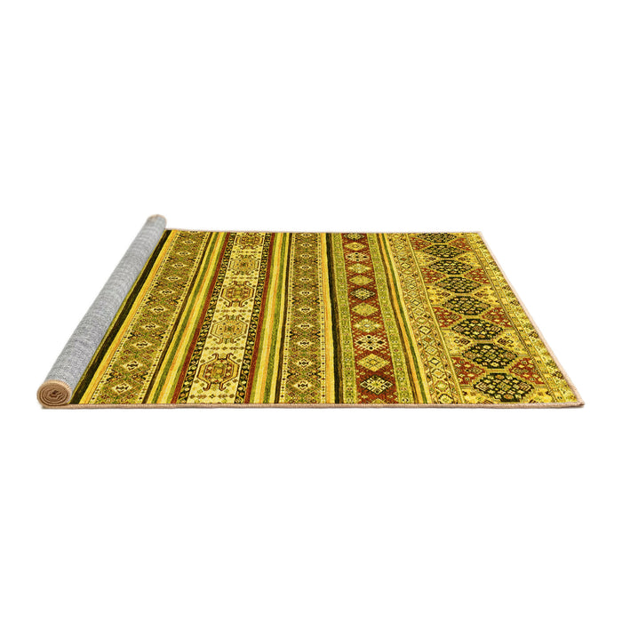 Sideview of Machine Washable Abstract Yellow Modern Rug, wshabs2428yw