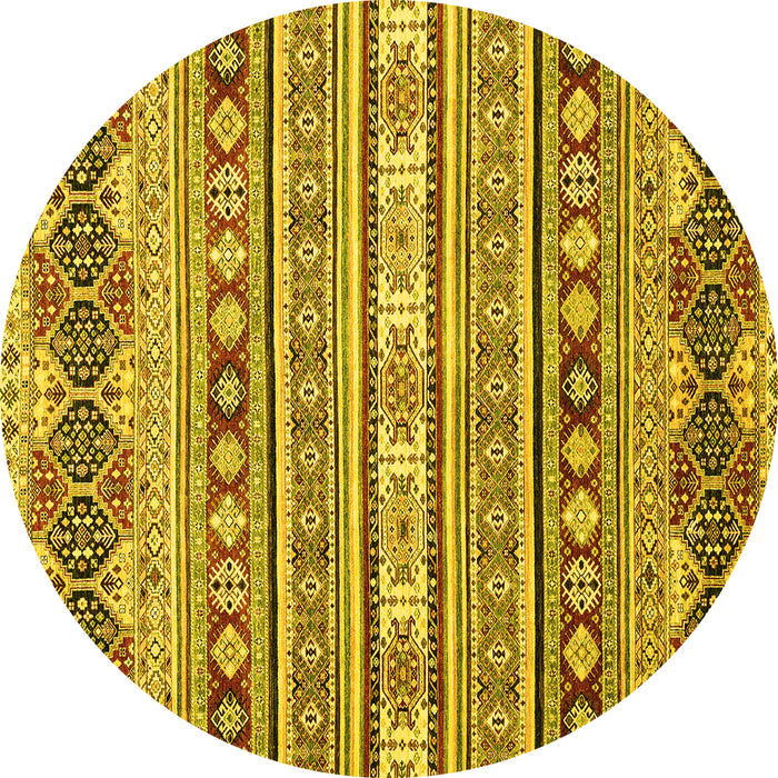 Round Machine Washable Abstract Yellow Modern Rug, wshabs2428yw