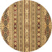 Round Abstract Brown Modern Rug, abs2428brn