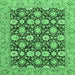 Square Machine Washable Abstract Emerald Green Modern Area Rugs, wshabs2429emgrn