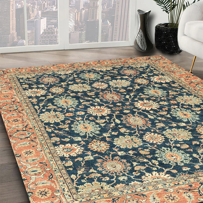 Machine Washable Abstract Brown Sugar Brown Rug in a Family Room, wshabs2429