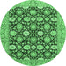 Round Abstract Emerald Green Modern Rug, abs2429emgrn