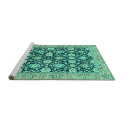 Sideview of Machine Washable Abstract Turquoise Modern Area Rugs, wshabs2429turq